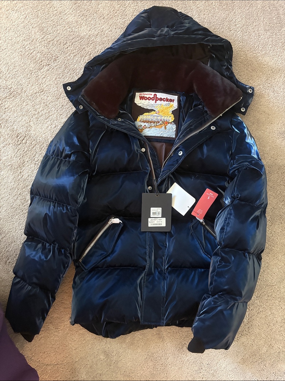 Aura Men's Navy Blue Puffer Jacket with Hood
